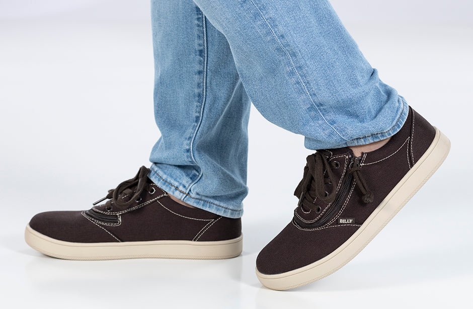 Men's Dark Brown/White Stitch BILLY Sneaker Low Tops - BILLY Footwear® Canada