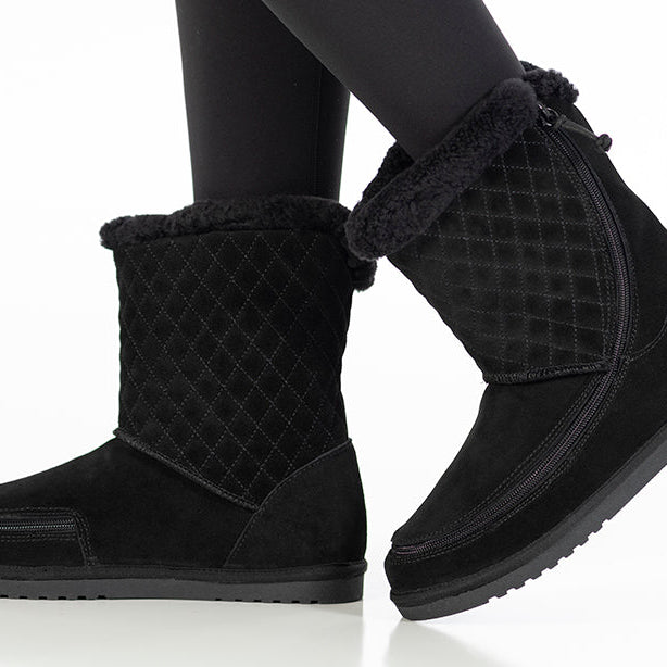 Kids Black BILLY Cozy Quilt Warm Lux Boots