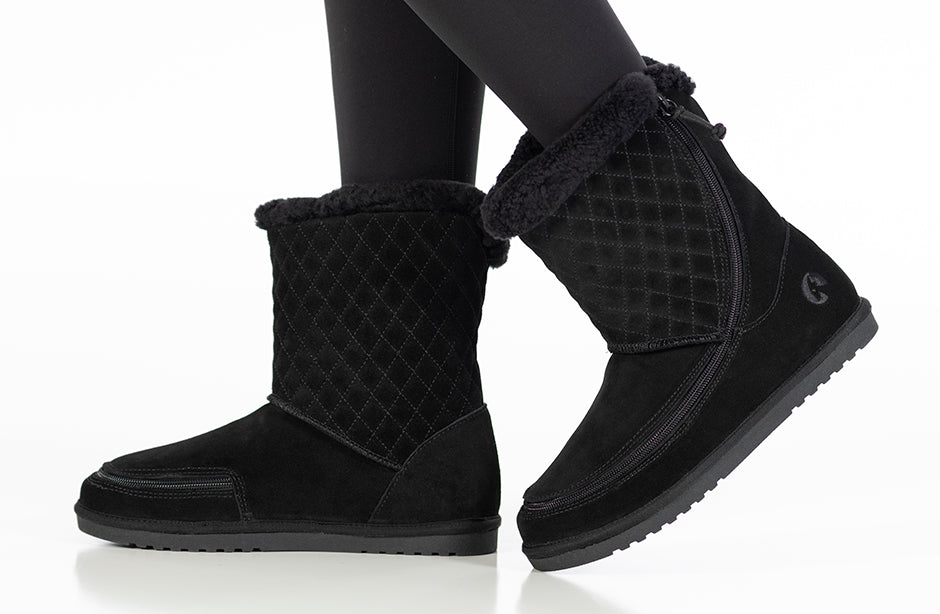 Kids Black BILLY Cozy Quilt Warm Lux Boots