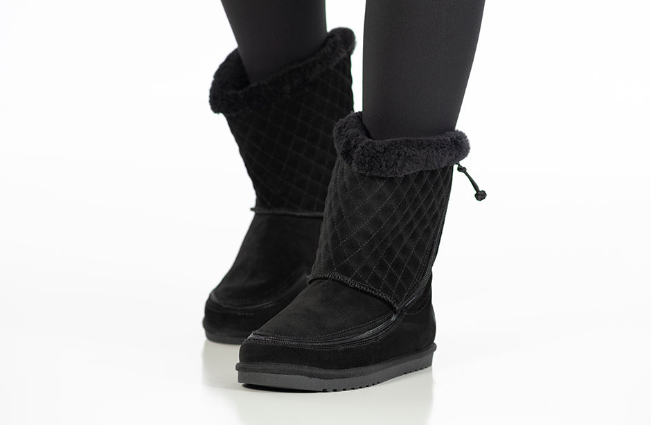 Kids Black BILLY Cozy Quilt Warm Lux Boots