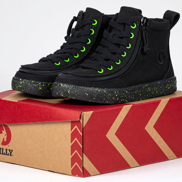 Black/Green Speckle BILLY Classic Lace High Tops