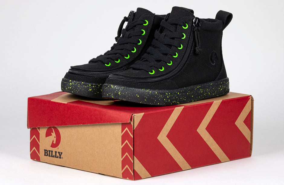 Black/Green Speckle BILLY Classic Lace High Tops