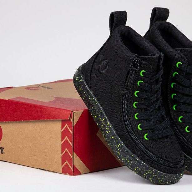 Black/Green Speckle BILLY Classic Lace High Tops