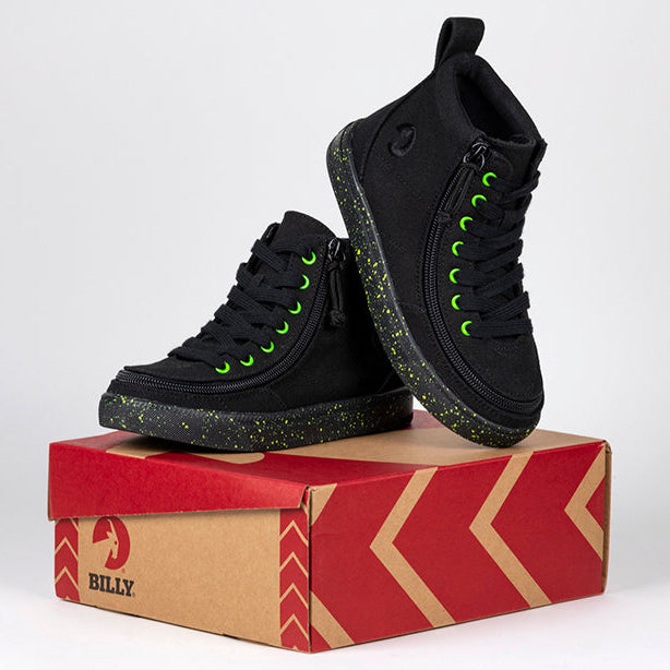 Black/Green Speckle BILLY Classic Lace High Tops