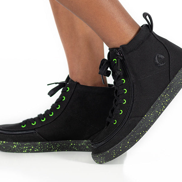 Black/Green Speckle BILLY Classic Lace High Tops