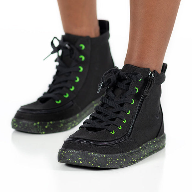 Black/Green Speckle BILLY Classic Lace High Tops