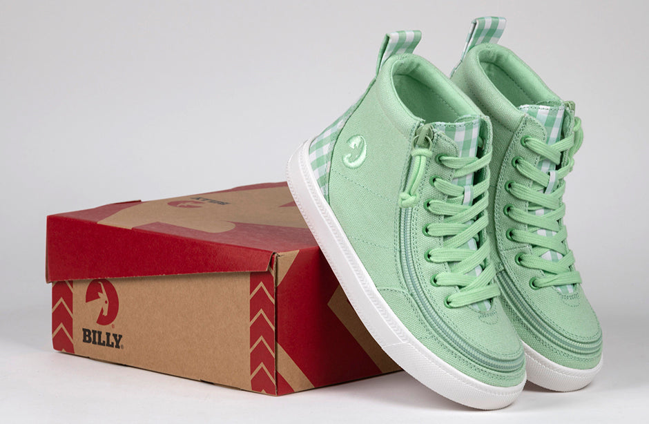 Green Gingham BILLY Classic Lace High Tops