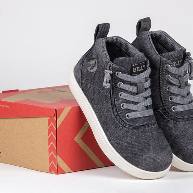 Black Acid Wash BILLY D|R II Short Wrap High Tops