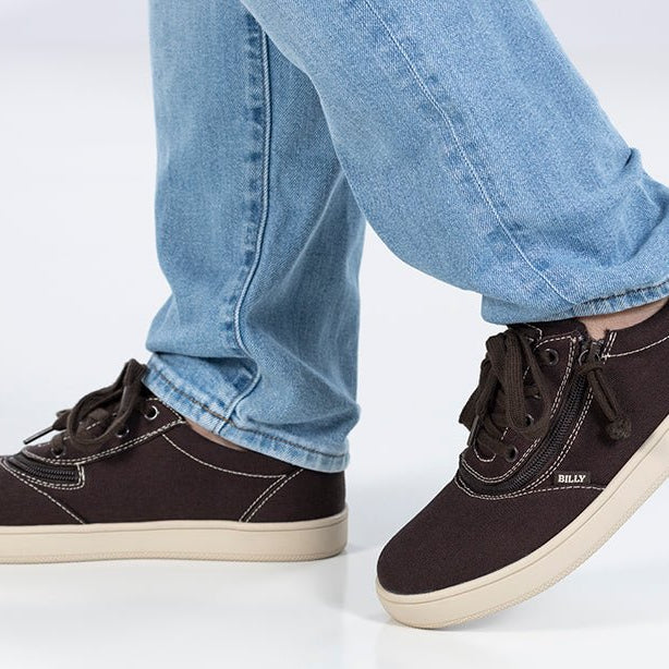 Men's Dark Brown/White Stitch BILLY Sneaker Low Tops - BILLY Footwear® Canada