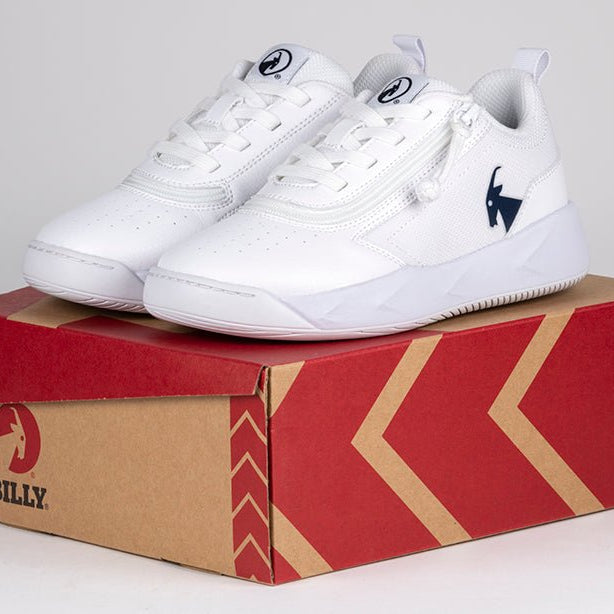 White/Navy BILLY Sport Court Athletic Sneakers - BILLY Footwear® Canada