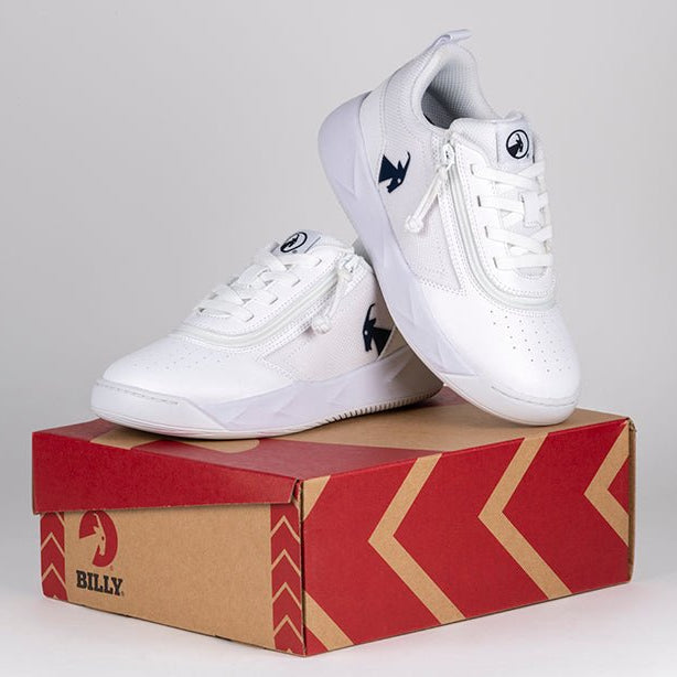 White/Navy BILLY Sport Court Athletic Sneakers - BILLY Footwear® Canada