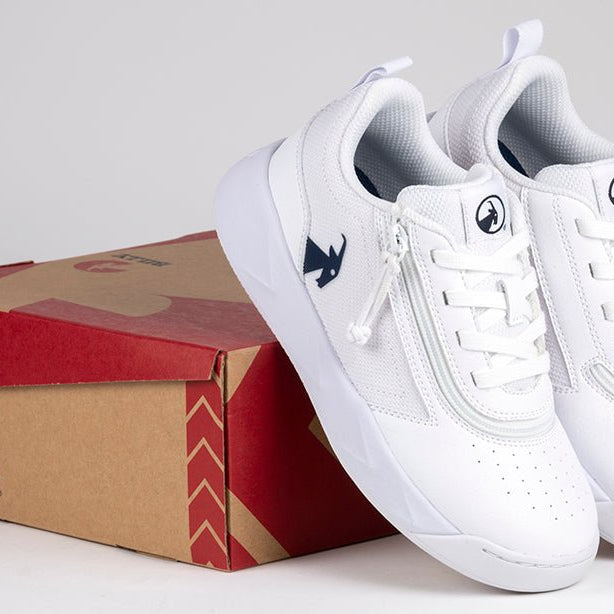 White/Navy BILLY Sport Court Athletic Sneakers - BILLY Footwear® Canada