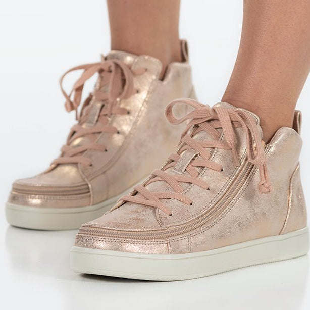 Women's Rose Gold BILLY Sneaker Lace Mid Tops - BILLY Footwear® Canada