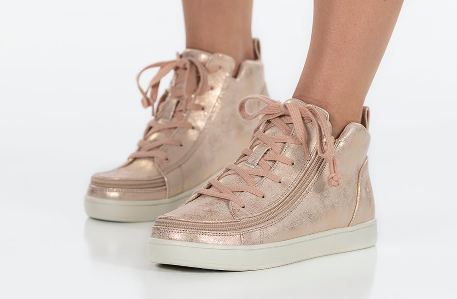 Women's Rose Gold BILLY Sneaker Lace Mid Tops - BILLY Footwear® Canada