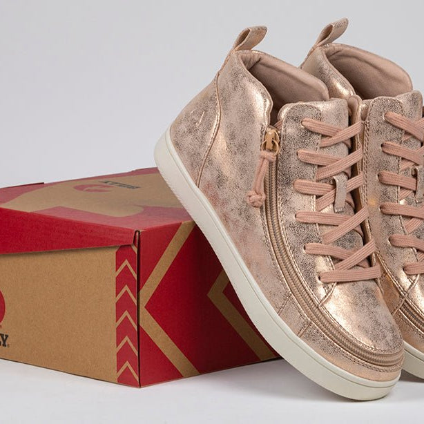 Women's Rose Gold BILLY Sneaker Lace Mid Tops - BILLY Footwear® Canada