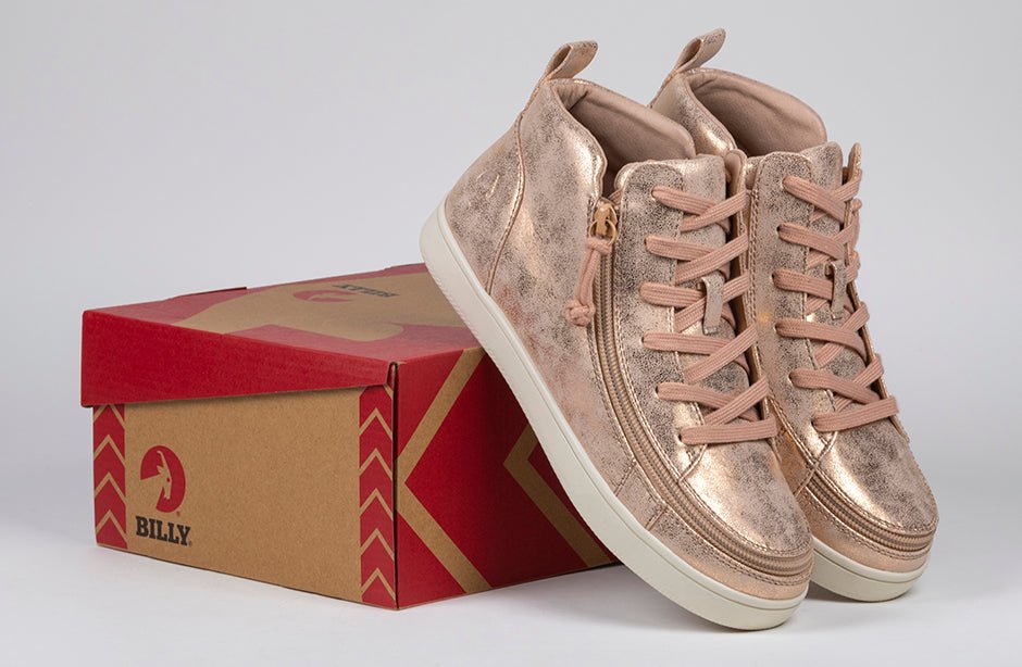 Women's Rose Gold BILLY Sneaker Lace Mid Tops - BILLY Footwear® Canada