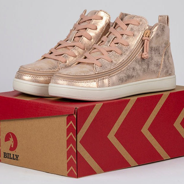 Women's Rose Gold BILLY Sneaker Lace Mid Tops - BILLY Footwear® Canada