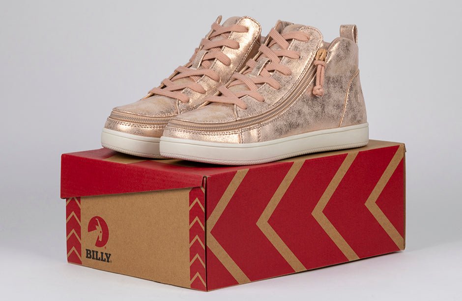 Women's Rose Gold BILLY Sneaker Lace Mid Tops - BILLY Footwear® Canada