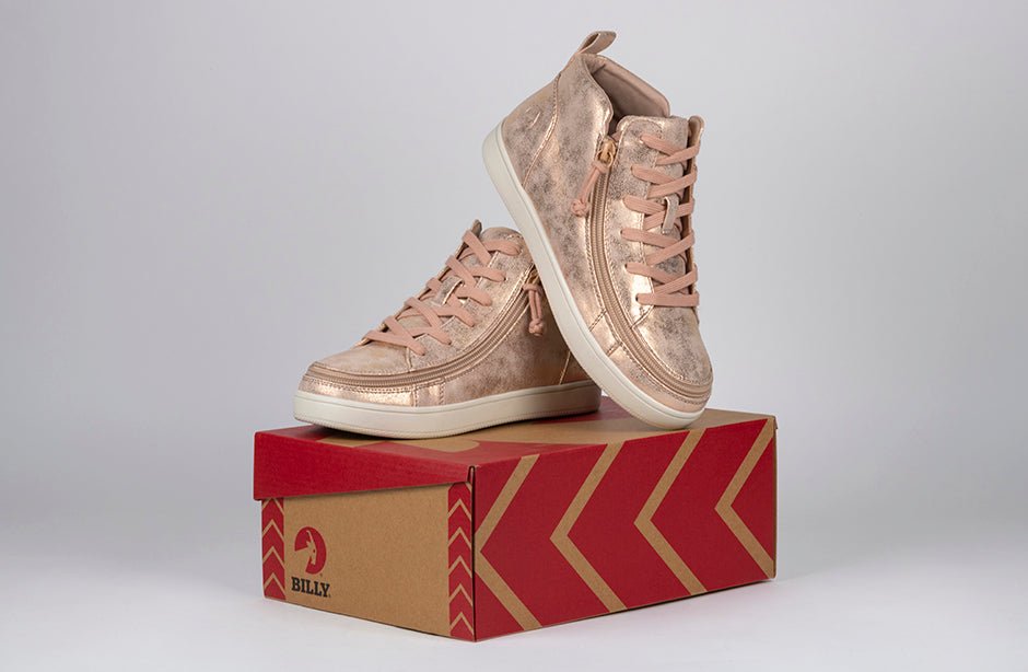 Women's Rose Gold BILLY Sneaker Lace Mid Tops - BILLY Footwear® Canada