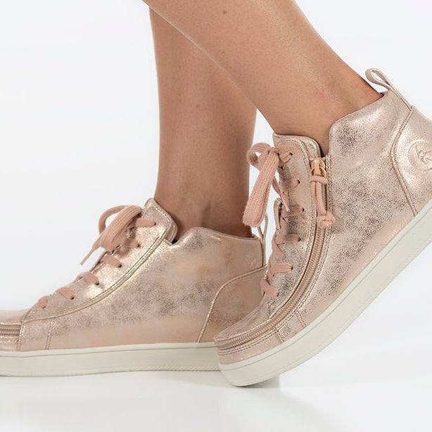 Women's Rose Gold BILLY Sneaker Lace Mid Tops - BILLY Footwear® Canada