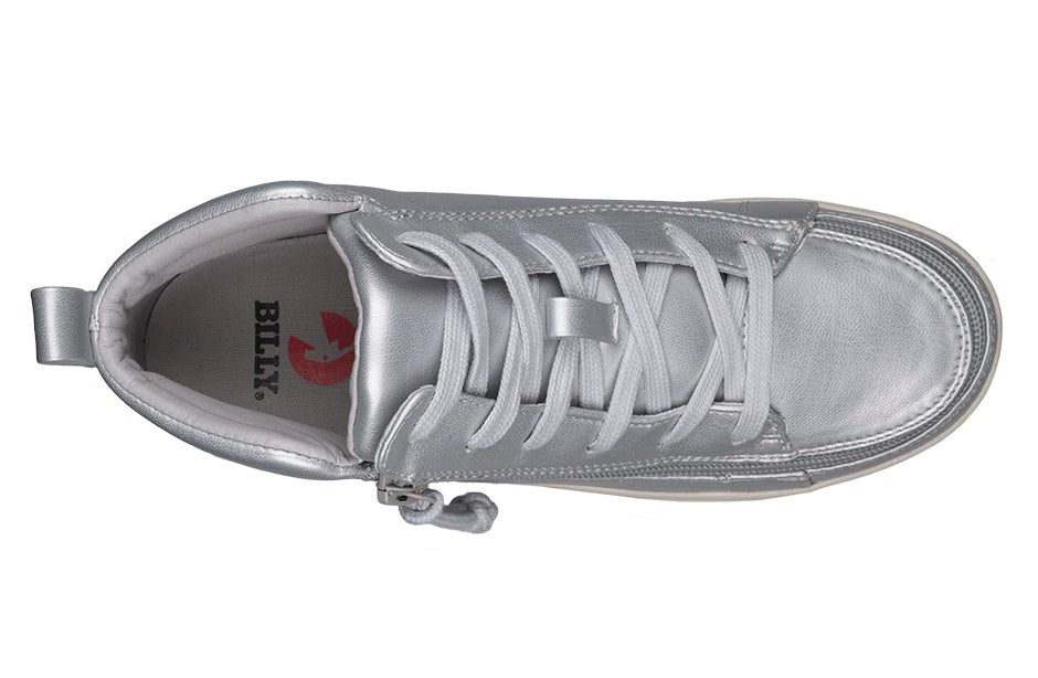 Women's Silver Grey Metallic BILLY Sneaker Lace Mid Tops - BILLY Footwear® Canada
