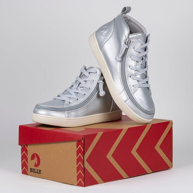 Women's Silver Grey Metallic BILLY Sneaker Lace Mid Tops - BILLY Footwear® Canada
