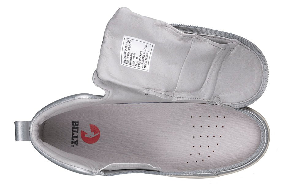 Women's Silver Grey Metallic BILLY Sneaker Lace Mid Tops - BILLY Footwear® Canada