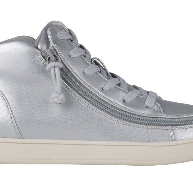Women's Silver Grey Metallic BILLY Sneaker Lace Mid Tops - BILLY Footwear® Canada
