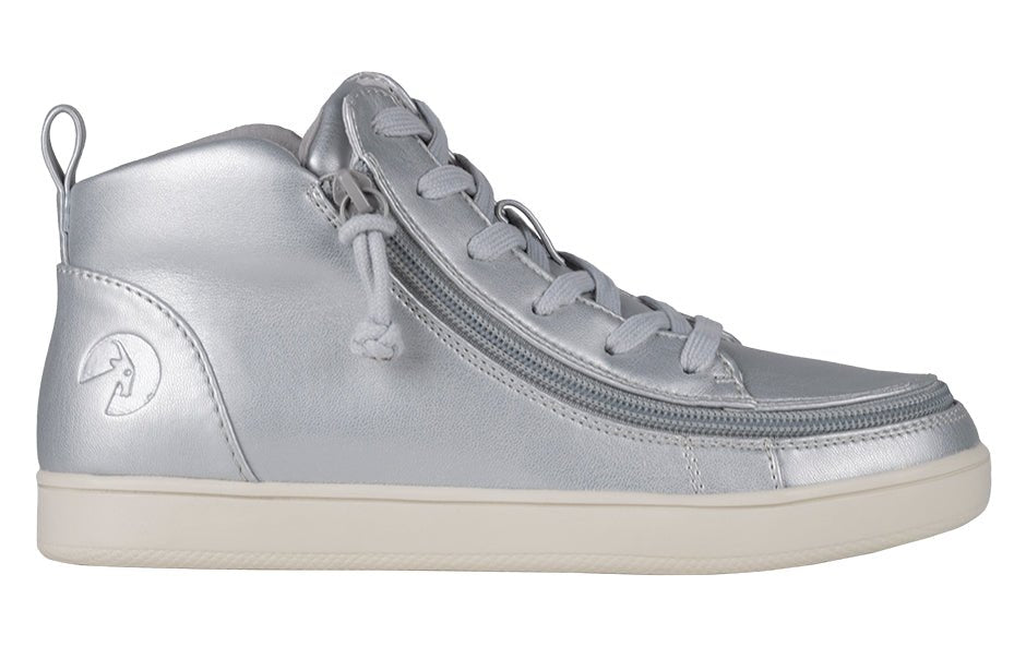 Women's Silver Grey Metallic BILLY Sneaker Lace Mid Tops - BILLY Footwear® Canada