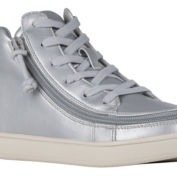Women's Silver Grey Metallic BILLY Sneaker Lace Mid Tops - BILLY Footwear® Canada