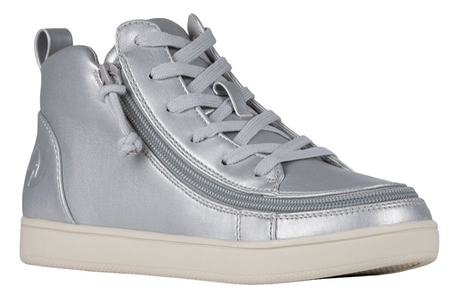 Women's Silver Grey Metallic BILLY Sneaker Lace Mid Tops - BILLY Footwear® Canada