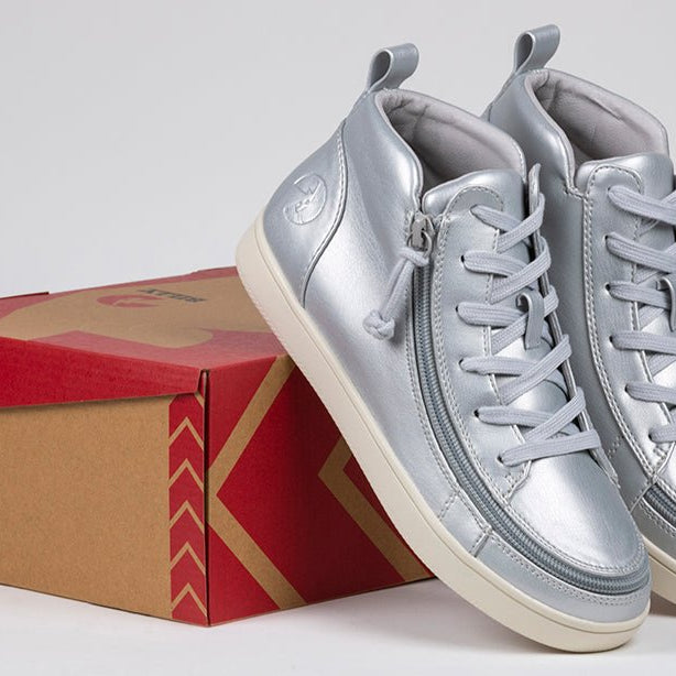 Women's Silver Grey Metallic BILLY Sneaker Lace Mid Tops - BILLY Footwear® Canada