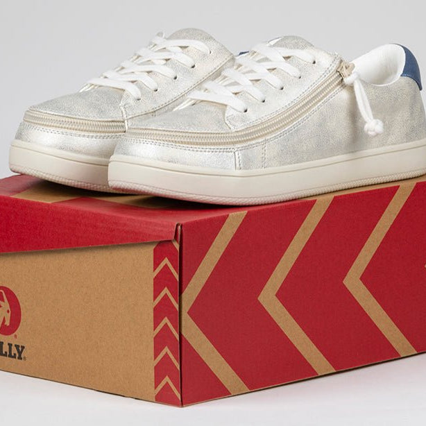 Women's White (Navy Mustache) BILLY Sneakers - BILLY Footwear® Canada