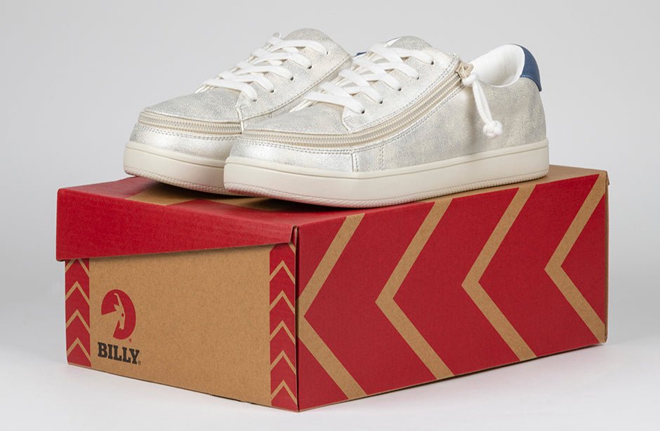 Women's White (Navy Mustache) BILLY Sneakers - BILLY Footwear® Canada