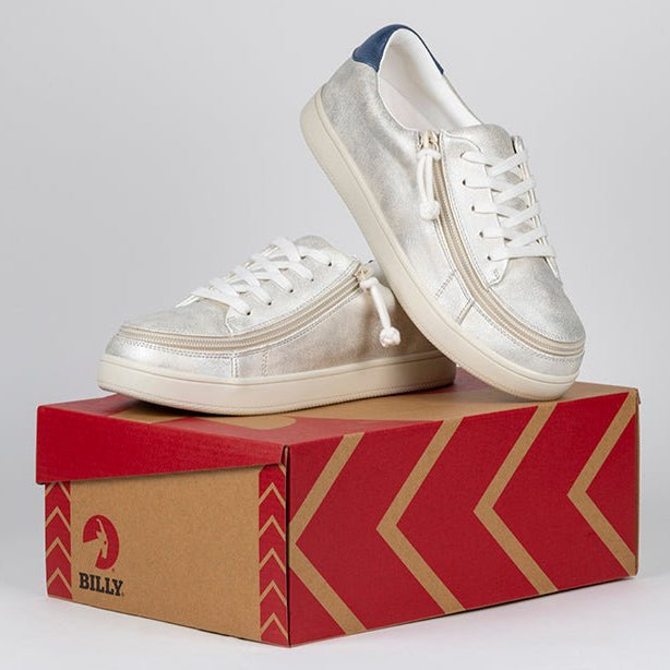 Women's White (Navy Mustache) BILLY Sneakers - BILLY Footwear® Canada