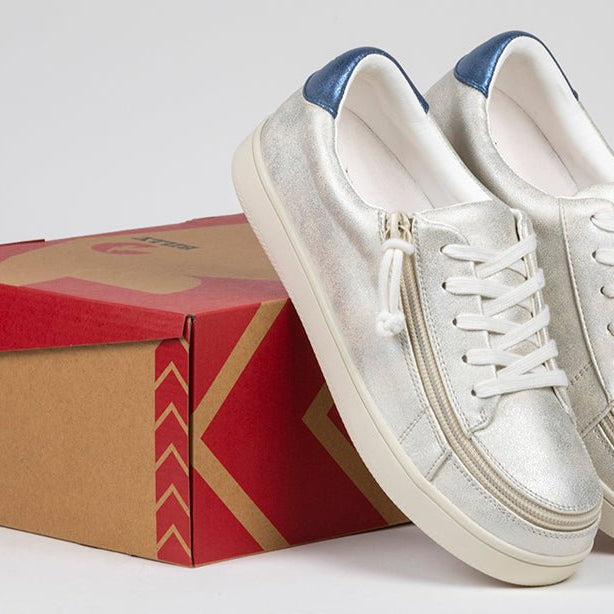 Women's White (Navy Mustache) BILLY Sneakers - BILLY Footwear® Canada