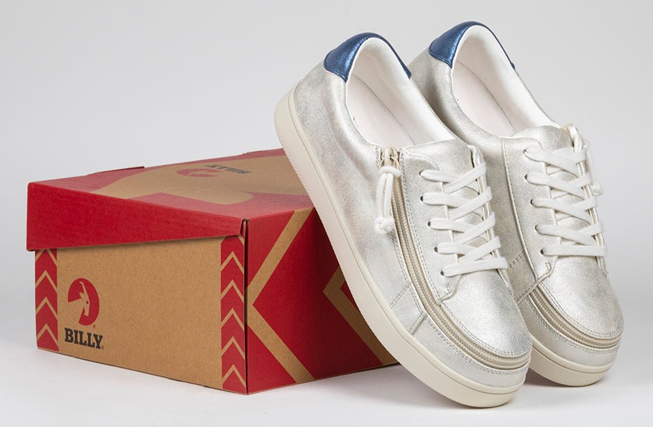 Women's White (Navy Mustache) BILLY Sneakers - BILLY Footwear® Canada